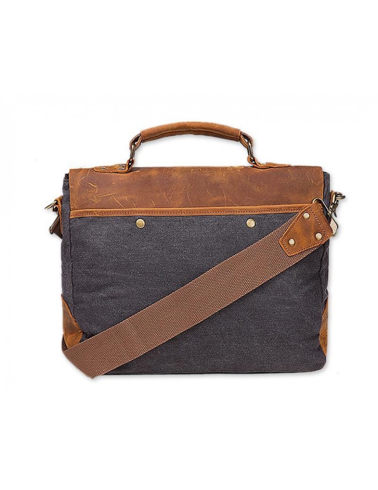 Vintage Canvas Satchel Messenger Bag for Men - Dark Gray
