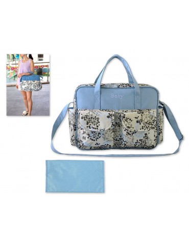 Flower Series Waterproof Mother Nursery Handbag - Blue