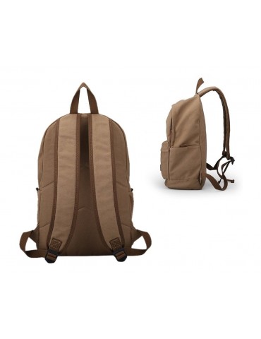Plain Color Water Resistant Canvas Backpack with USB port - Khaki
