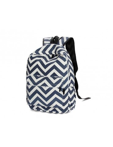 Stripe Print Casual Canvas Backpack - Blue